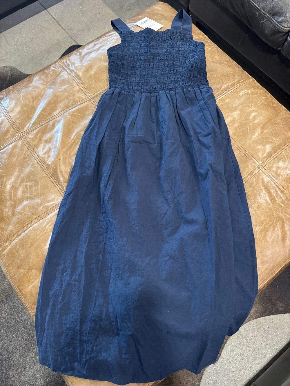 Everlane Navy Blue Smocked Maxi Dress - Picture 2 of 8